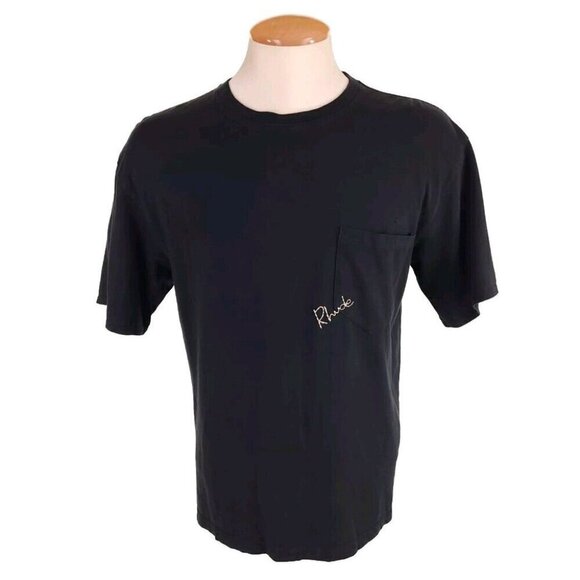 Rhude Logo Embroidered T-Shirt XS Mens Black Cotton Tee - Picture 1 of 11